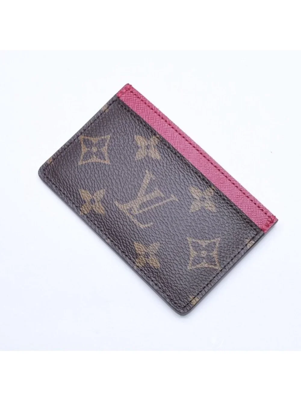 Louis Vuitton Card Case Porte Cartes Simple Monogram Canvas Brown Fuchsia